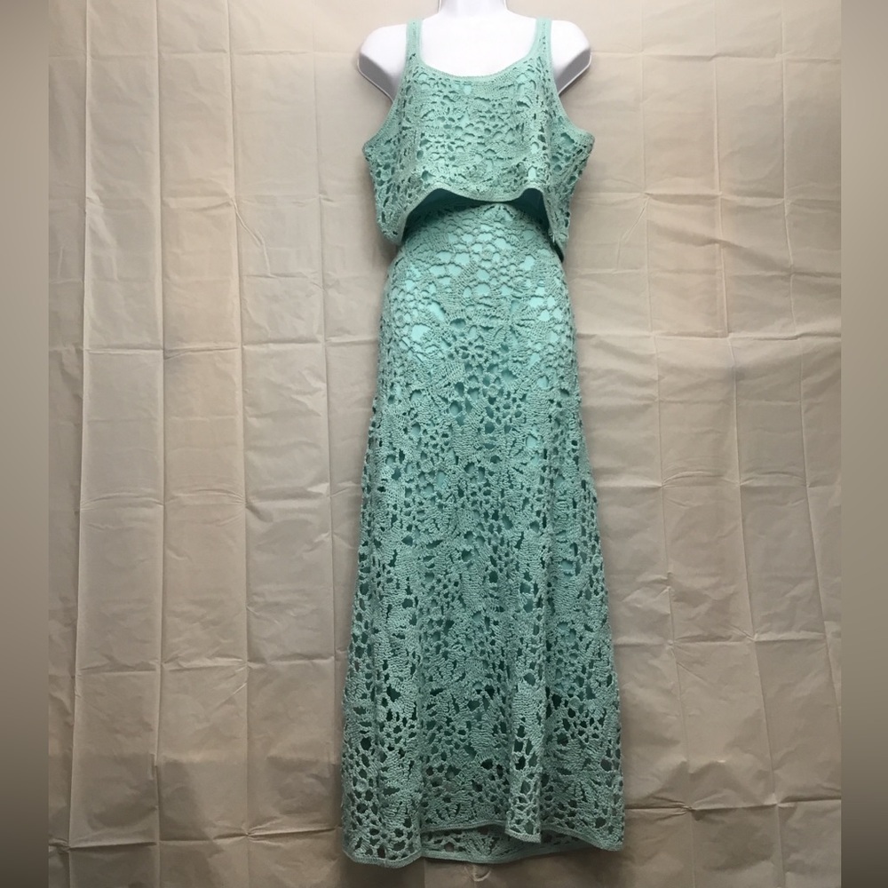 House of Harlow 1960 Aqua Crochet Maxi Dress - Picture 7 of 14